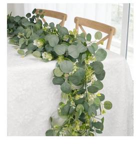 lot 4123 image: Eucalyptus Garland Faux Silk Leaf Silver Dollar Artificial Greenery Fake Eucalyptus Leaves Garlands for Table Wedding Party Indoor Outdoor Arch Wall Mantle Room Home Decoration (1, 5.5 FT)