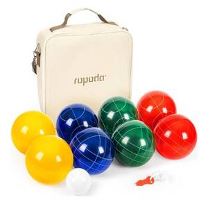 lot 4126 image: ropoda 107mm Bocce Ball Set Regulation Size and Weight with 8 Resin Bocce Balls, Resin Bocci Balls for Professional Tournament Competition, 60mm Pallino, Nine-Grid Shockproof Carrying Bag(2-8 Players)