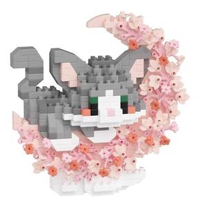 lot 4147 image: QISHOUTING Shorthair Cat Micro Building Blocks with Flowers for Kids 8 9 10,Flowers Mini Building Set,Animal Micro Building Kits