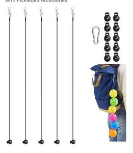 lot 4160 image: 5 Pcs Ball String Holder Compatible with Pickleball Stringer Cable Chord for Storage Balls with 1 Nylon Buckle 10 Metal Buckle Portable Holder Compatible with Pickleball Accessories