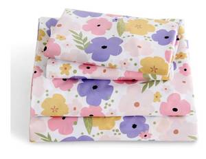 lot 4168 image: LONAVA Twin Sheet Set Kids - 3 Pieces Soft Microfiber Cartoon Style Bedsheets for Boys Girls Teens, Oeko TEX, Breathable Deep Pocket Sheets, (Flower)