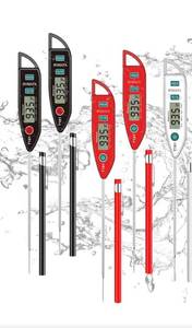 lot 4170 image: BOMATA 4 Pack Waterproof IPX7 Meat Thermometer Instant Read Food Thermometer with Long Probe for Water, Liquid, Kitchen Cooking, Grill,BBQ  T101 X 4 Pcs (Black & Red & White)
