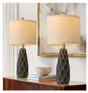 lot 4179 image: 20.75 Small Table Lamps for Living Room Bedroom Lamps Set of 2 Ceramic Modern Boho Bedside Lamps Night Stands Farmhouse Vintage Nightstand
