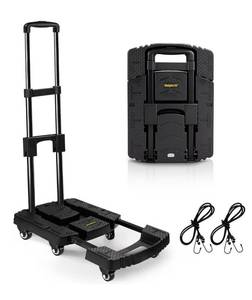 lot 4180 image: Folding Hand Truck 500lbs, Portable Heavy Duty Dolly Cart, 6 Wheels Collapsible Luggage Cart