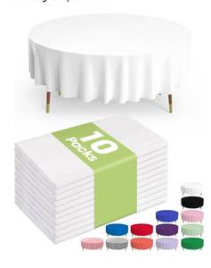 lot 4188 image: Pureegg Plastic Table Cloth Disposable 10 Pack, 84 Round Table Cloths, Party, Picnic, Wedding,
