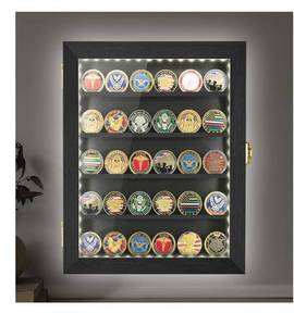 lot 4194 image: Military Challenge Coin Display Case with LED 11x14IN, Medal Shadow Box with HD Acrylic Glass