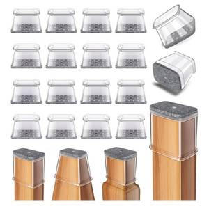 lot 4203 image: 24 Pcs Chair Leg Floor Protectors Rectangle, Silicone Felt Furniture Leg Pads Caps Covers