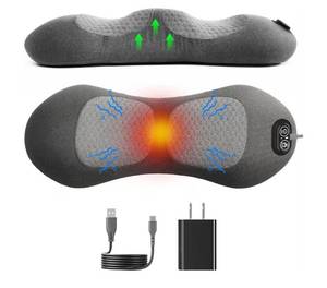 lot 4204 image: Triple Fusion Back Massager with Stretching, Vibration and Heat, 3-in-1 Electric Lumbar Pillow for Lower Back Tension Relief, Deep Tissue Relaxation Massage for Home, Office, Bed, Sofa, and Car Use