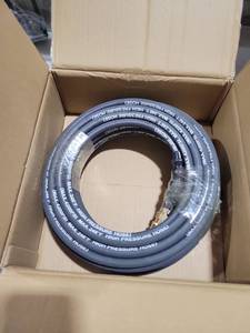 lot 4207 image: Pressure Washer Hose 15 ft, 4200 PSI Flexible & Kink-Resistant, Steel-Braided & Durable, Power Washer Hose with 38 360° Swivel Quick Connect, HotCold Water Compatible, Gray