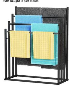 lot 4213 image: Towel Racks for Bathroom, 4 Tier Wide Towel Drying Rack Outdoor, Free Standing Towel Rack,