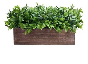 lot 4217 image: Winlyn 14 Artificial Boxwood Plants in Rectangular Wood Planter Farmhouse Greenery Arrangement Centerpiece