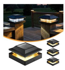 lot 4219 image: Brightown Solar Post Cap Lights Outdoor 4-Pack, Waterproof Fence Post Solar Lights for 4x4 WoodVinyl Posts, 16 LED Deck Post Lights with 2 Color Modes Decorate Patio Porch Garden