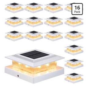 lot 4224 image: Post Cap Lights 16pack, 4x4 Deck Fence Post Solar Lights Outdoor with Warm White Lighting,