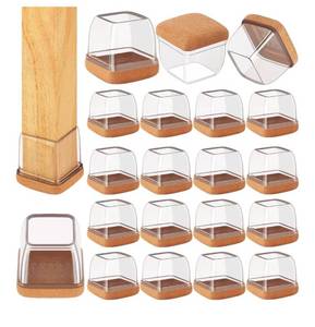 lot 4225 image: 24 Pcs Extra Large Square Chair Leg Floor Protectors, Silicone Chair Leg Protectors