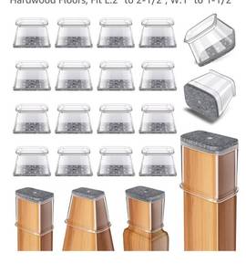 lot 4226 image: 24 Pcs Chair Leg Floor Protectors Rectangle, Silicone Felt Furniture Leg Pads Caps Covers for Hardwood Floors, Fit L2 to 2-12, W1 to 1-12