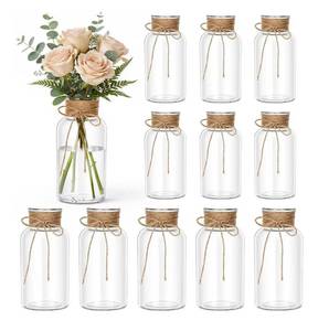 lot 4228 image: Mason Jars for Centerpiece, 12 Pack Vintage Farmhouse Glass Flower Vase Transparent White Vases Bulk for Weddings