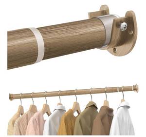 lot 4242 image: Closet Rods for Hanging Clothes, 17 to 28 Inches Stepless Adjustable Metal Closet Rod, 1.3 Inches Heavy Duty Clothes Hanging Rod for Closet Wardrobes Laundry RV(Wood Grain)