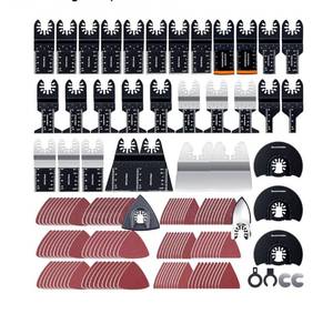 lot 4246 image: CONNOO 158 Pack Oscillating Saw Blades, Oscillating Tool Blades with Sandpaper, Multitool Bi-Metal Blades Kits for Wood Metal Plastics Quick Release Fit Dewalt Ryobi Rockwell Makita