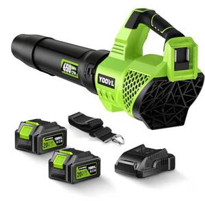 lot 4255 image: Leaf Blower Cordless, 650CFM Electric Leaf Blowers with 2 x 5.2Ah Batteries and Charger,