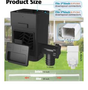lot 4267 image: Anivia Rainwater Collection System, Downspout Diverter Fits for 2x3 or 3x4 Inch Standard Downspouts, Rain Barrel Diverter Kit with Adjustable Valve and Filter. 5ft Hose - Black