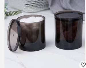 lot 4272 image: Qtip Holder Acrylic Stackable Black Storage Jars 2 Pack