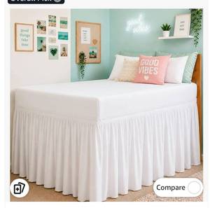 lot 4278 image: Cottington Lane Ruffled Dorm Room Bed Skirt Twin XL 32 Inch Drop,