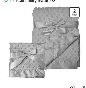 lot 4290 image: American Baby Company Heavenly Soft Chenille Blanket Set, Receiving Blanket (30 x 40) & Security Blanket (14 x 14), Warm and Cozy, Gray, for Boys and Girls