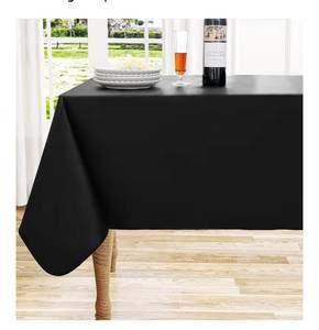 lot 4294 image: Rectangle Vinyl Tablecloth, Waterproof Spillproof Plastic Flannel Backed Table Cloth, Wipe Clean Table Cover for Dining, Buffet Parties and Camping (Black, 60 x 84)