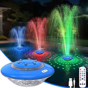 lot 4300 image: Floating Pool Fountain with Lights Show, 9 Pool Light Modes and 3 Fountain Modes with Remote for Inground Above Ground Pool, Upgraded Rechargeable Pool Fountains with Anchor-1 PC