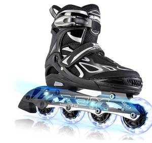 lot 4311 image: 2PM SPORTS Vinal Girls Adjustable Flashing Inline Skates, All Wheels Light Up, Fun Illuminating Skates for Kids Men Adult Women and Boys Large 37.5- 41
