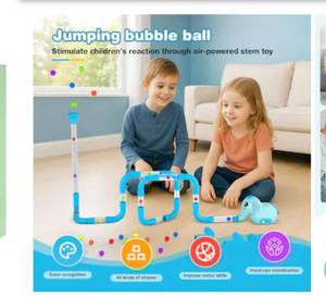 lot 4314 image: Etokfoks STEM air powered building toy kit for kids ages 3 and up includes 30 foam balls tubes and turbine set encourages science learning