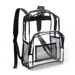 lot 4325 image: Amazon Basics Transparent Clear School Backpack, Water-Resistant PVC Plastic, Reinforced Shoulder Straps, 17 x 7 x 13 in
