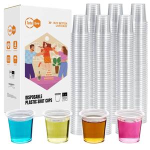 lot 4330 image: Turbo Bee 1200 pack 1 OZ Disposable Plastic Shot Glasses, Mini Shot Cups for Party, Events, Whiskey and Wine Tasting