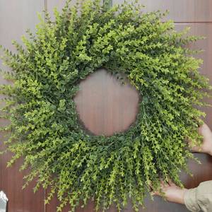 lot 4335 image: HUZIYAHAN 28In Large Boxwoods Door Wreaths for Front Door Spring Summer Outside All Season Green Year Round Artificial Greenery Wreath for Wall Window Rustic Farmhouse Home Outdoor Indoor Decorations