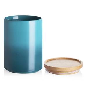 lot 4340 image: Sweejar Ceramic Food Storage Jar, Stackable Kitchen Canisters, Containers with Airtight Seal Wooden Lid for Serving Coffee Bean, Flour, Tea, Cookies, Spice and More - 58 Fl Oz (Gradient Blue)
