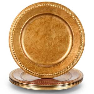 lot 4347 image: Kazozobi 13 Vintage Gold Brown Charger Plate, Rustic Chargers for Dinner Plates, Elegant Table Setting Centerpieces Decor Bulk Wedding Christmas Thanksgiving Holiday Parties Events, Set of 6