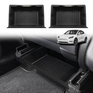 lot 4350 image: VaultsOnWheels Under Seat Storage Box Fit for 2020-2025 Tesla Model Y Accessories, Console Organizer Tool Box Custom Fit Detachable Underseat Organizer (NOT for Juniper)