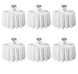 lot 4361 image: VidaFete Round Tablecloth 132inch 6pack Polyester Table Cloth, Stain Wrinkle Resistant Polyester Dining Table Cover for Kitchen Dinning Party Wedding Rectangular Tabletop Buffet Decoration(White)