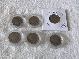lot 305 image: US Buffalo Nickel Collection - 6 Coins -1930s  1924