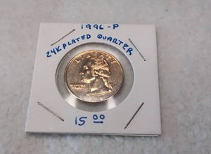 lot 311 image: 1996-P Washington Quarter 24K Gold Plated