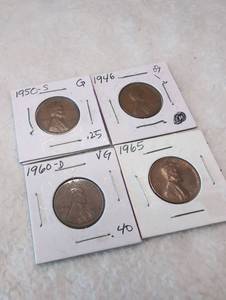 lot 313 image: Lincoln Wheat  Memorial Penny Collection - 4 ct