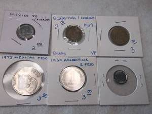lot 320 image: International Coin Collection - Mexico Argentina Guatemala Spain - 6 ct