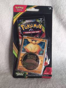 lot 1016 image: Pokemon TCG Mega Evolution Perfect Order Booster Pack with Makuhita Promo Card and Coin