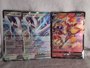 lot 1502 image: Large Pokemon Cards with Lugia GX and Infernape V - 3 ct
