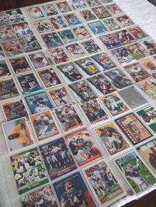 lot 2015 image: NFL Football Trading Cards Collection - Mixed Years and Brands - including Joe Namath, Thurman Thomas, John Elway, Jim Kelly - 9 Sheets