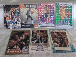 lot 2519 image: Magic Johnson Lakers Basketball Card Collection 7 Cards