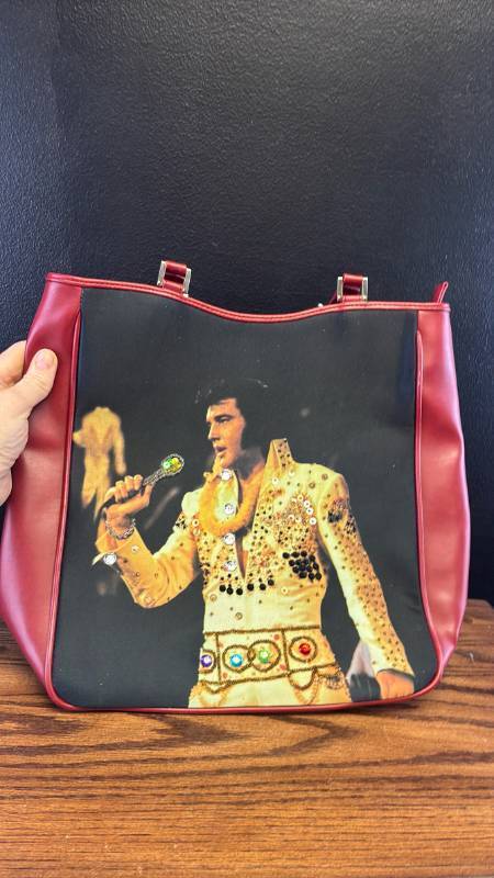 lot 5375 image: Elvis Presley Red Leather Handbag