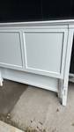 lot 50592 image: White Full Size Bed Headboard with Panel Design includes side rails and footboard