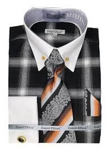 lot 58280 image: black and white plaid flannel shirt with Neck Tie 36-37