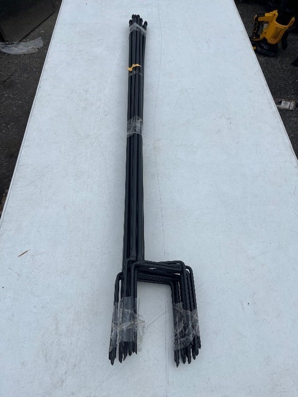 lot 668 image: Bundle or 14 Yard Marker Stakes - W String Attachable Top for Marking or Hanging String Lights Etc - Great Utility Black Minimalist Design 4